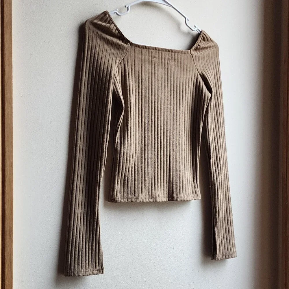 Madewell Tan Ribbed Stretch Crop Top Size XXS